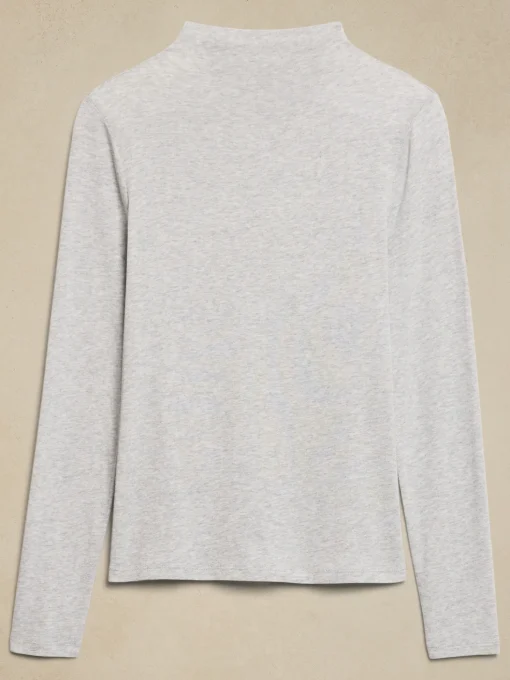 Tissue Rayon Mock-Neck Top