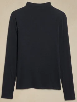 Tissue Rayon Mock-Neck Top