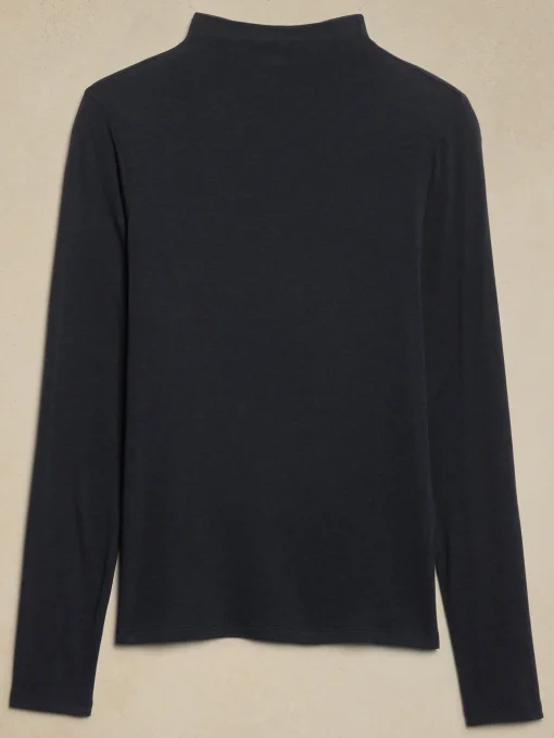 Tissue Rayon Mock-Neck Top