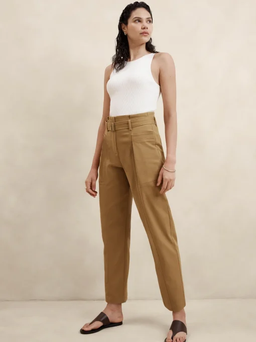Twill Belted Tapered Pant