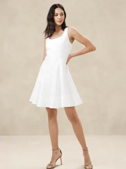 Twill Seamed Mini Dress
