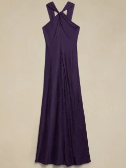 Twist-Front Column Maxi Dress
