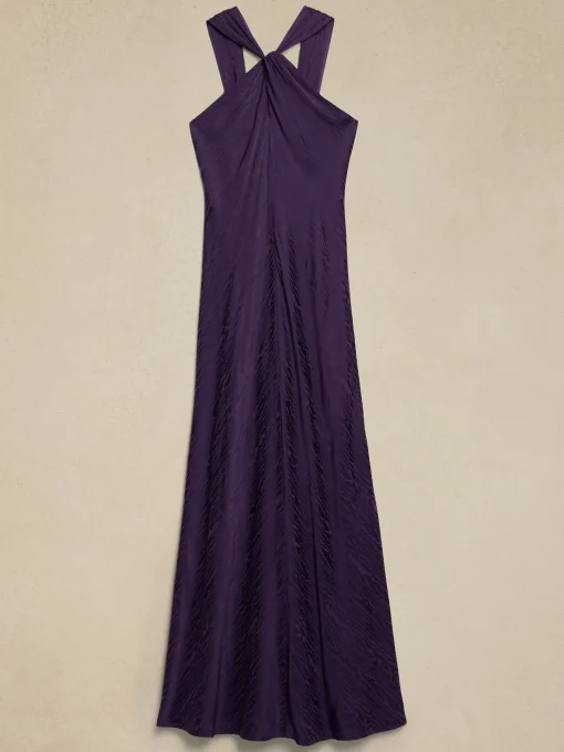 Twist-Front Column Maxi Dress