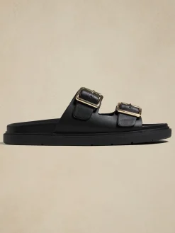 Vegan Leather Buckle Sandal