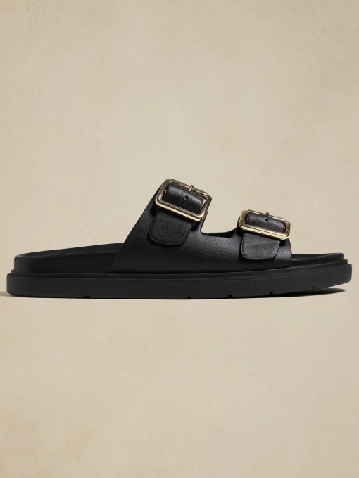 Vegan Leather Buckle Sandal