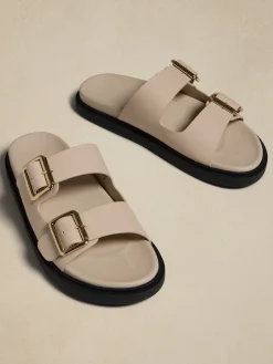 Vegan Leather Buckle Sandal
