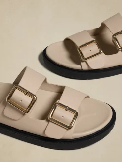 Vegan Leather Buckle Sandal