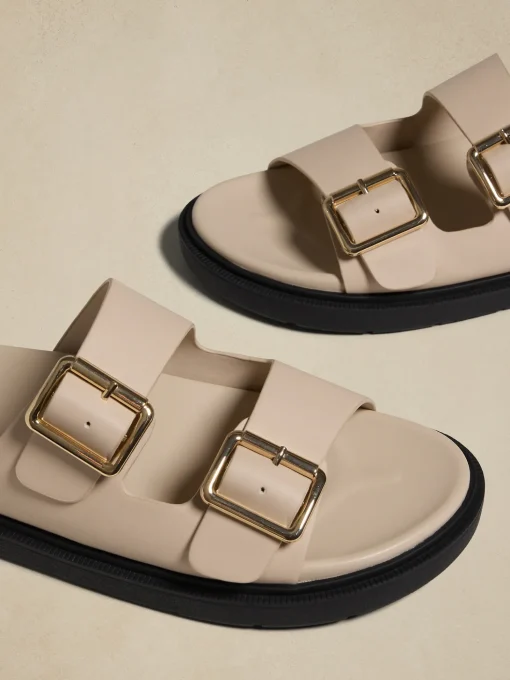 Vegan Leather Buckle Sandal