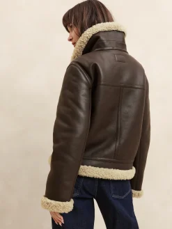 Vegan Leather Shearling Bomber Jacket