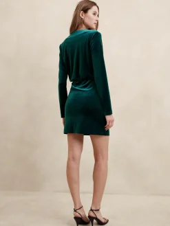 Velvet Faux Wrap Mini Dress