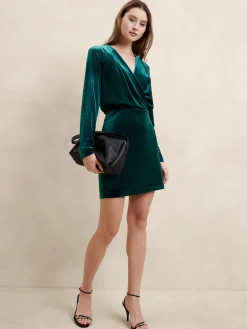 Velvet Faux Wrap Mini Dress
