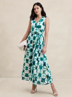 Voile Wrap-Waist Maxi Dress
