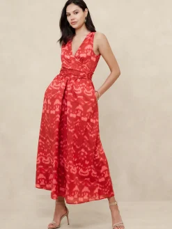 Voile Wrap-Waist Maxi Dress