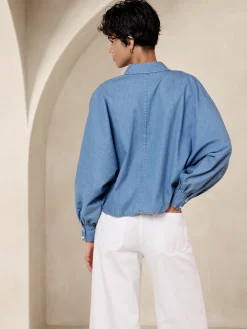 Volume-Sleeve Chambray Shirt