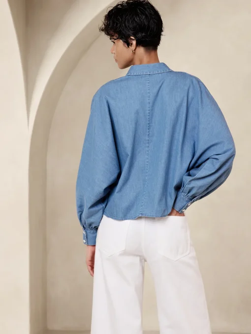 Volume-Sleeve Chambray Shirt