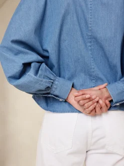 Volume-Sleeve Chambray Shirt