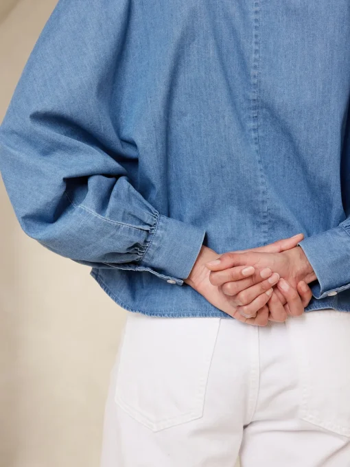 Volume-Sleeve Chambray Shirt