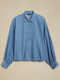 Volume-Sleeve Chambray Shirt