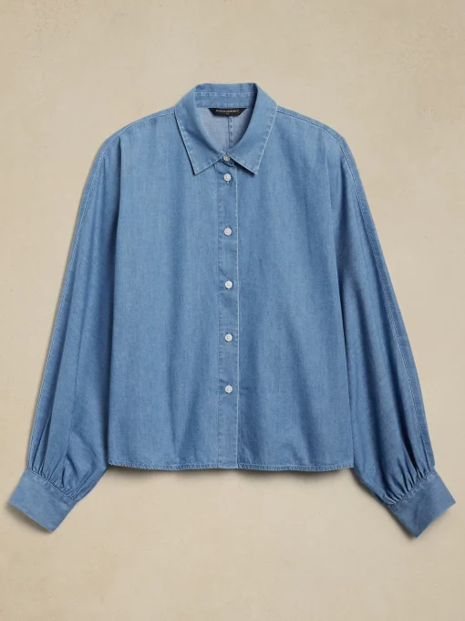 Volume-Sleeve Chambray Shirt