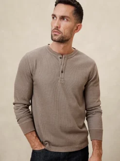 Waffle Knit Thermal Henley