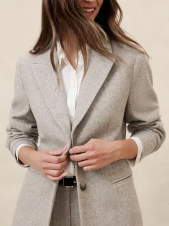 Wool-Blend Herringbone Blazer