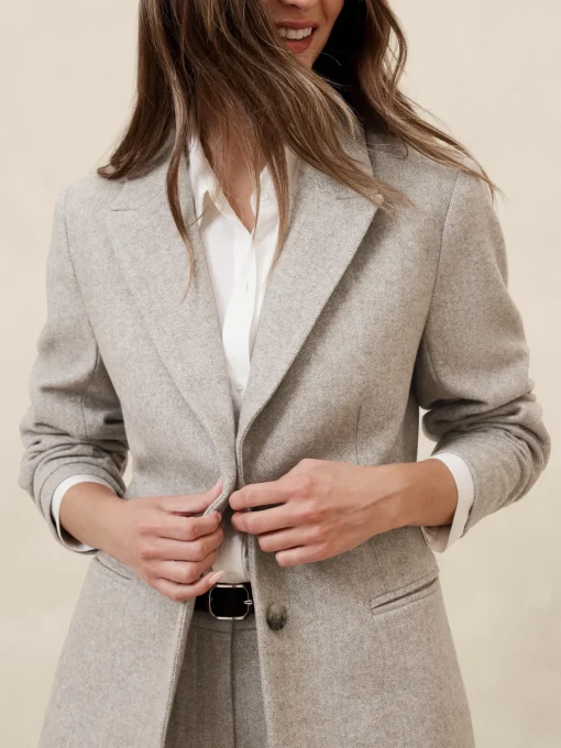 Wool-Blend Herringbone Blazer