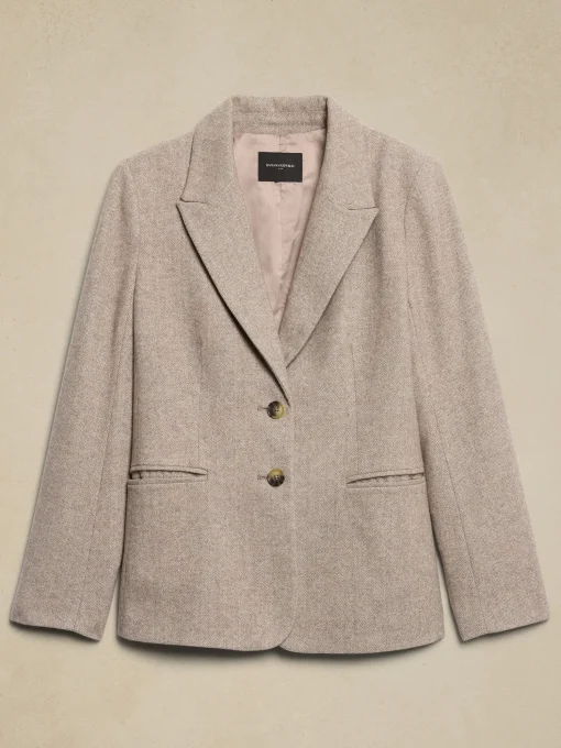 Wool-Blend Herringbone Blazer